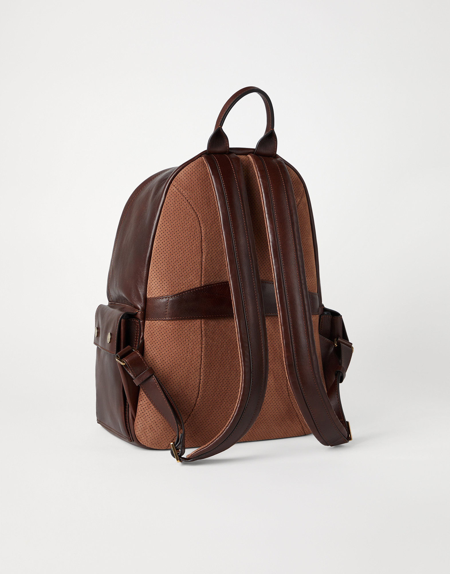 Brunello Cucinelli Structured Leather Backpack With Zip And Flap Pockets In Burgundy