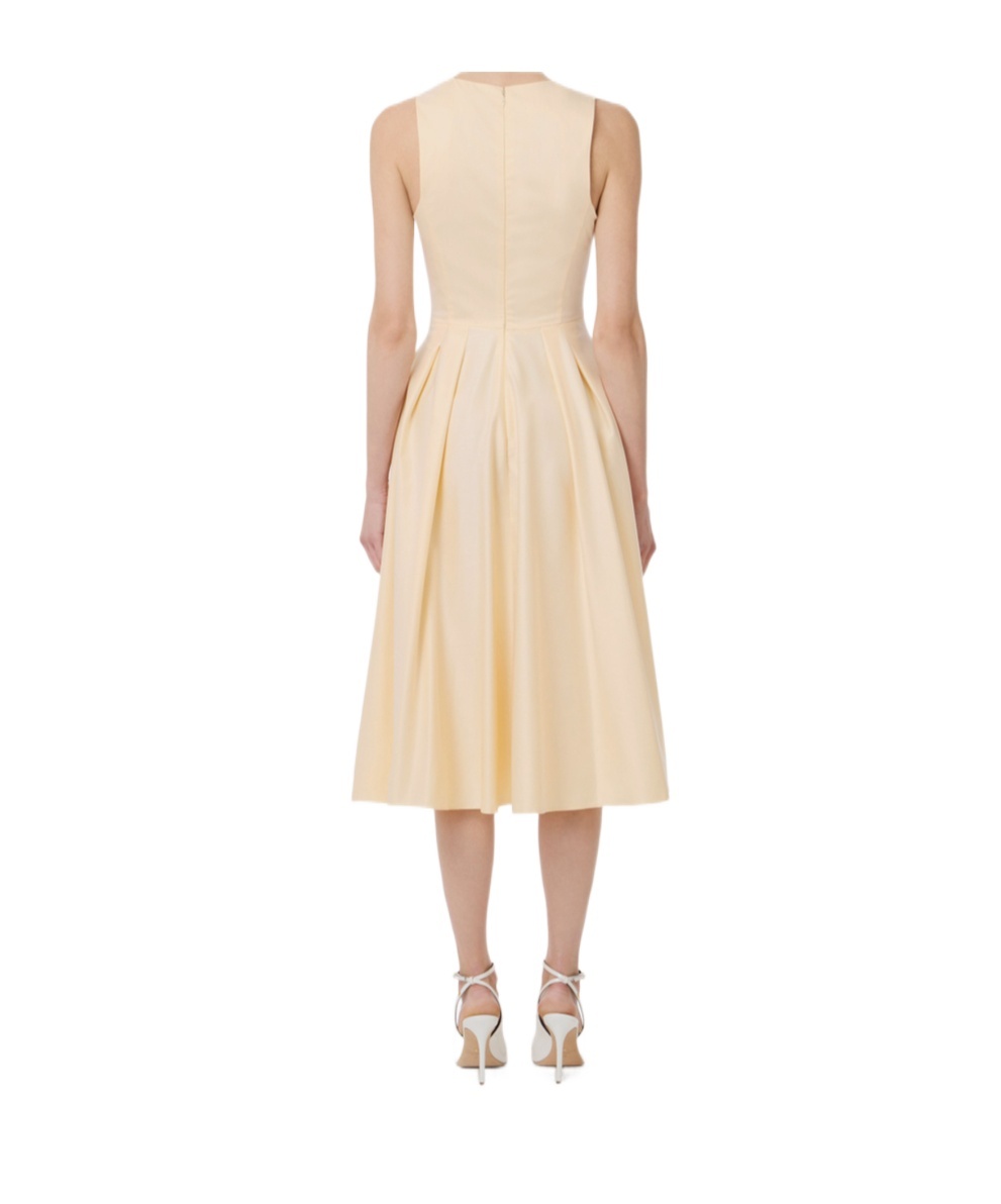 Elisabetta Franchi Cotton Poplin Dress With Logo Detail In Lemonade