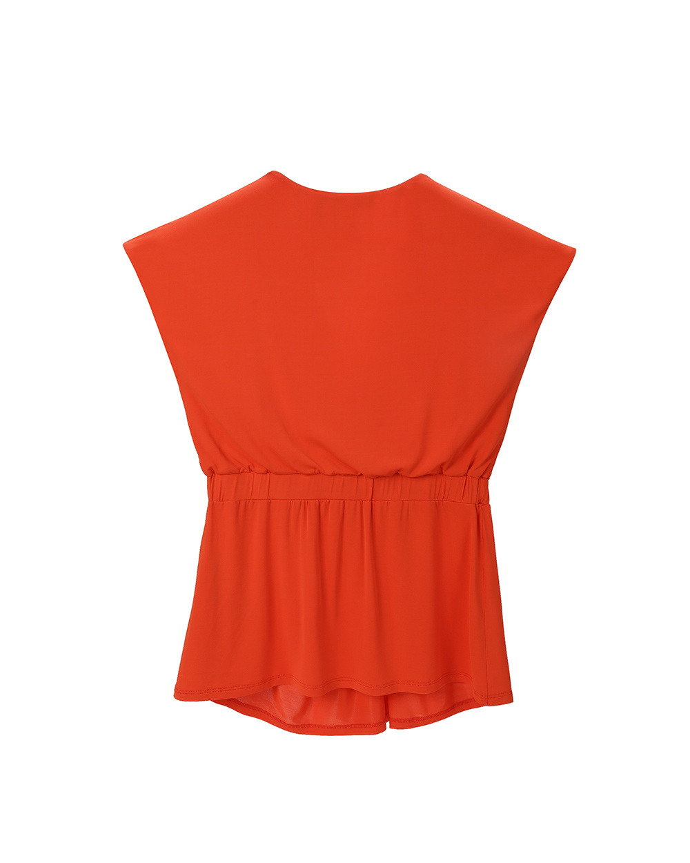 Max Mara V Collar Pleated Sleeveless Short-sleeved T-shirt In Red