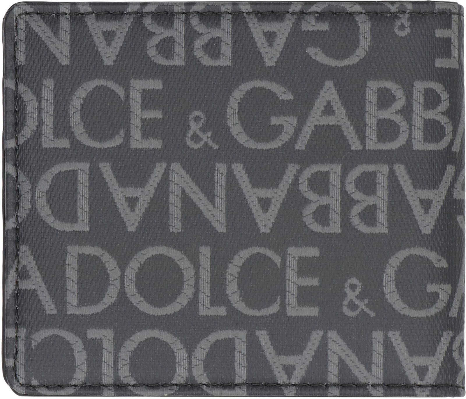 Dolce & Gabbana Coated Canvas Wallet With With All-over Logo In Black