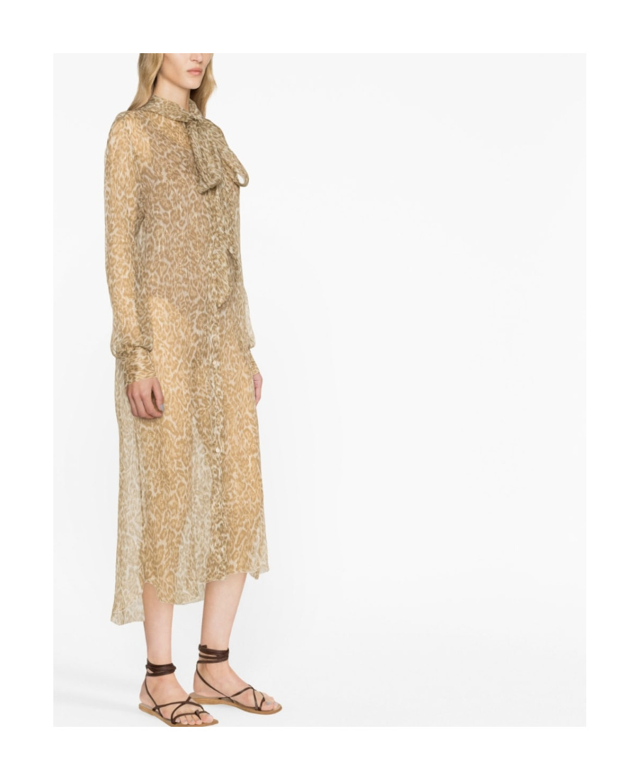 Ermanno Scervino Sheer Silk Midi Dress In Nude