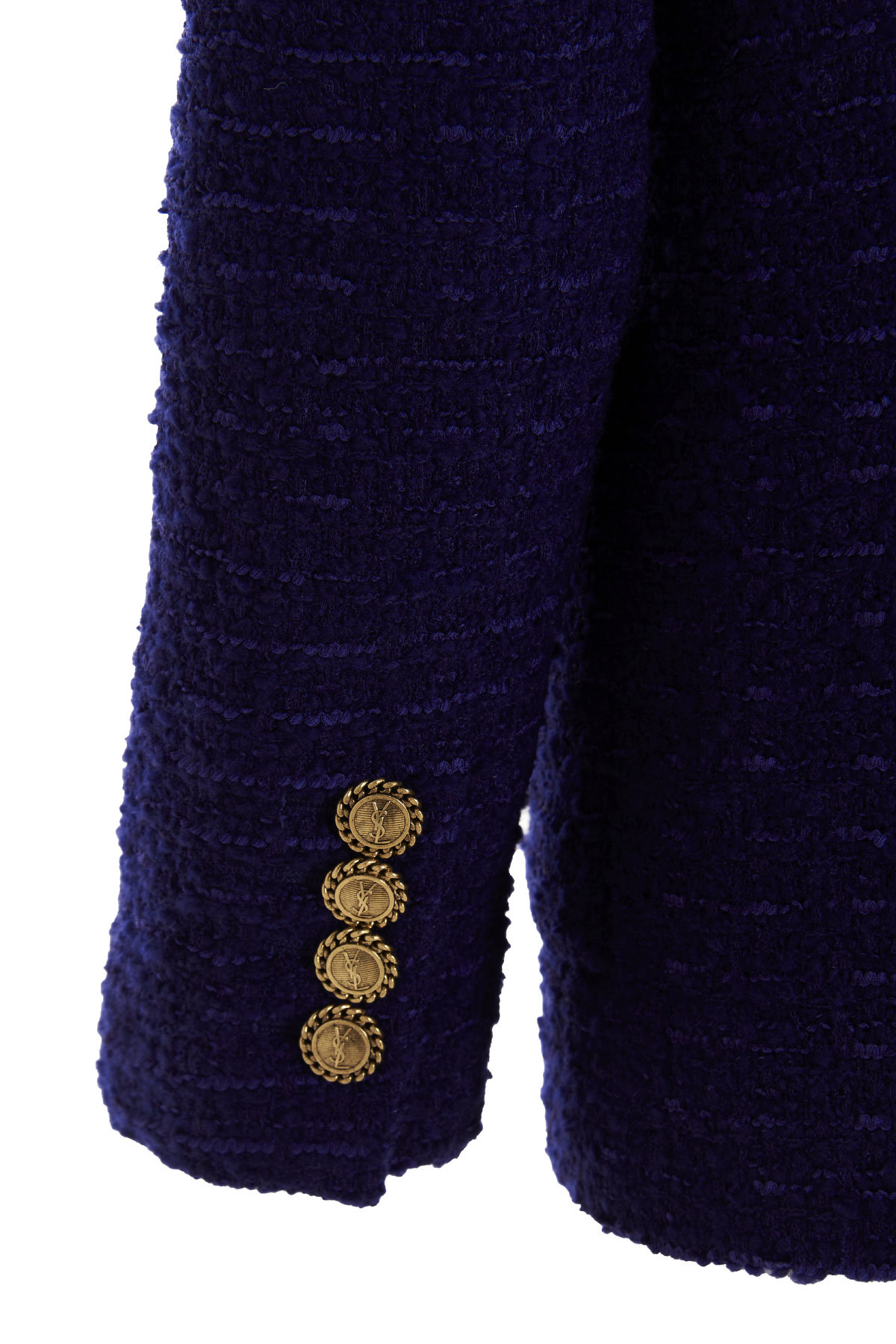 Saint Laurent Fitted Tweed Blazer In Purple