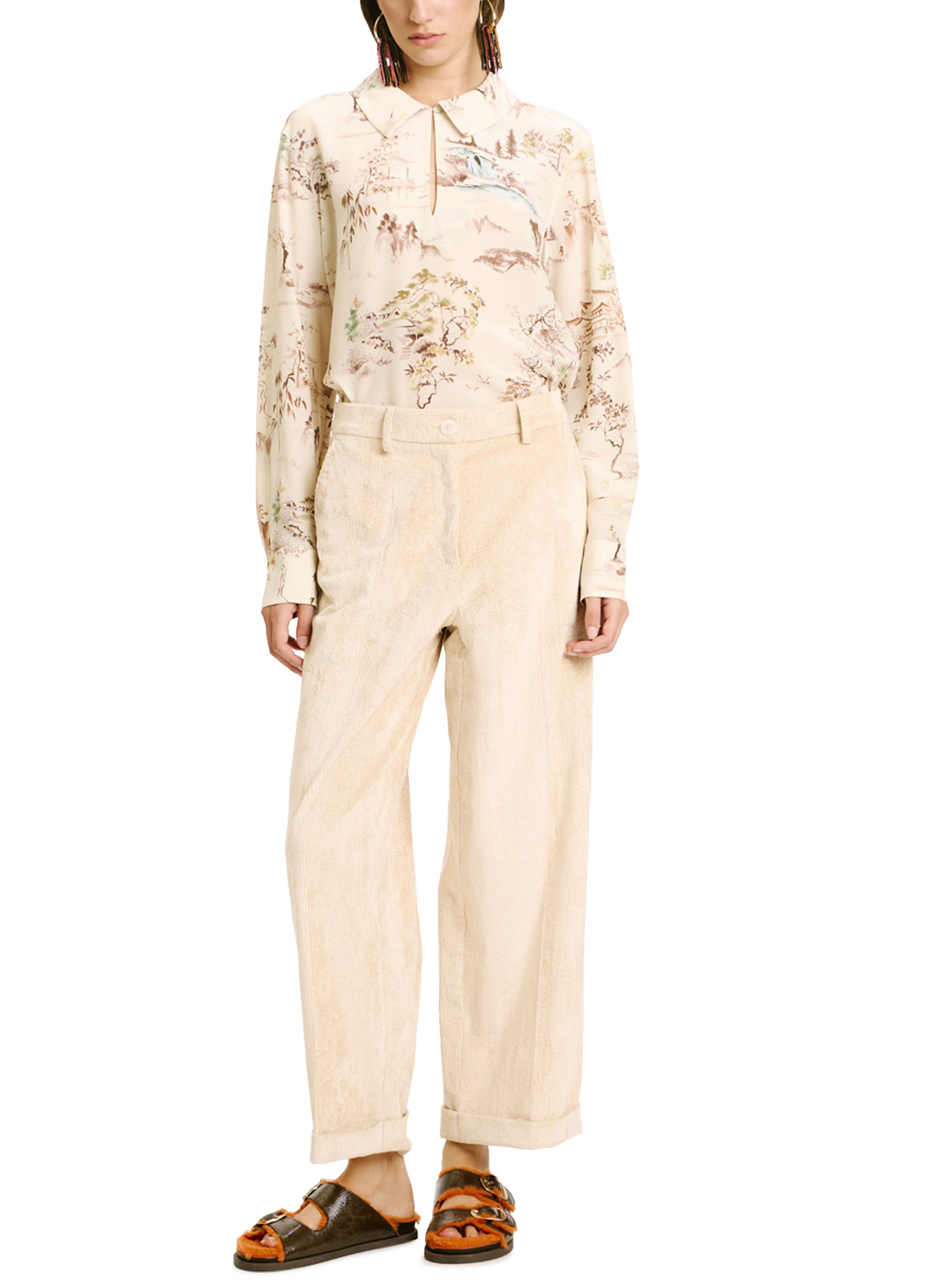 Momoní Dango Pants In Stretch Corduroy In White