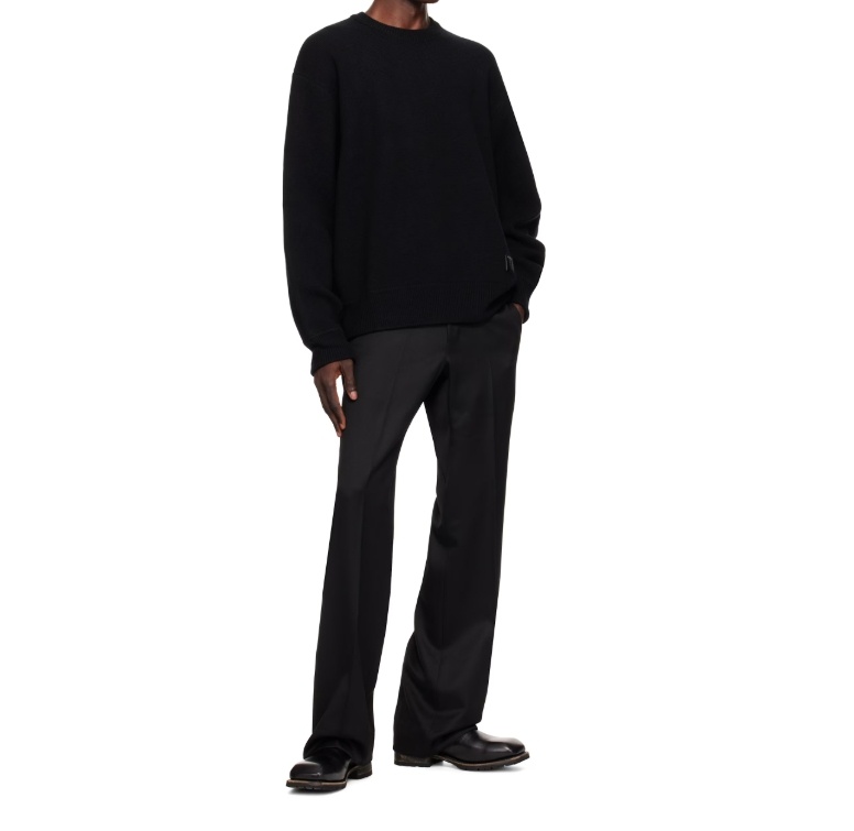 Wooyoungmi Black Wool Straight Trousers In Black