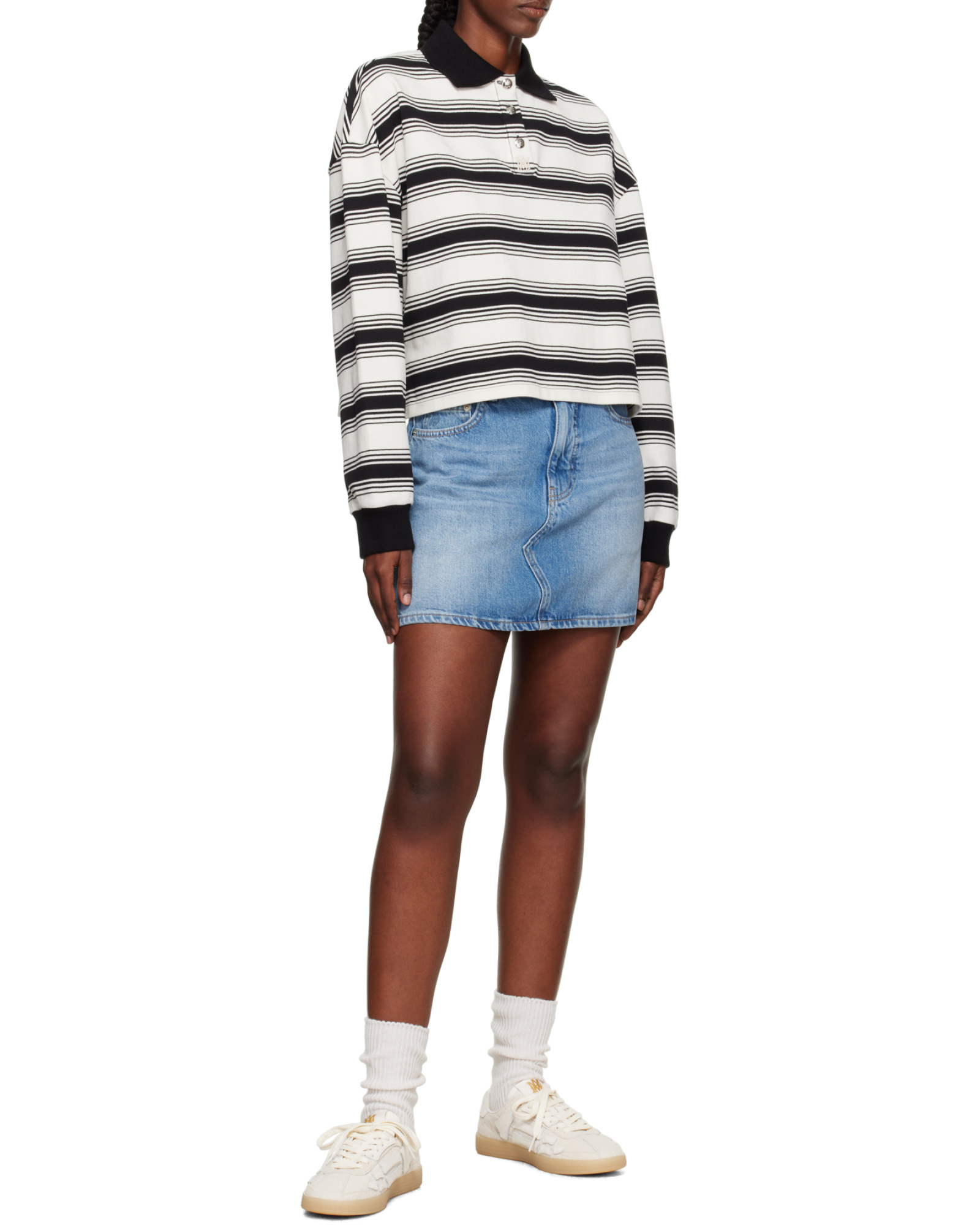 Amiri Off-white Croc Debossed Pacific Bones Sneakers In White