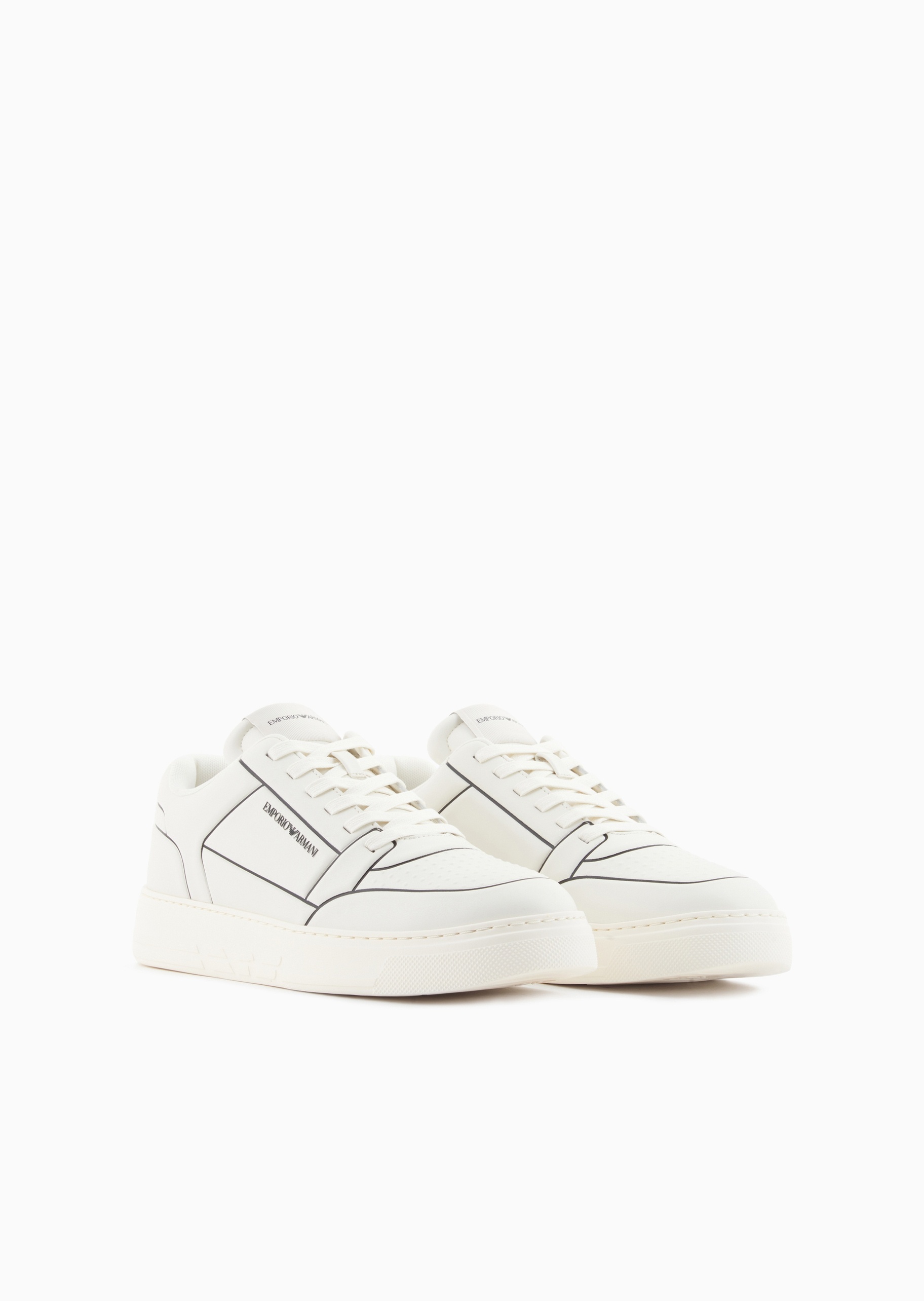 Emporio Armani Logo-detail Leather Sneakers In Multi