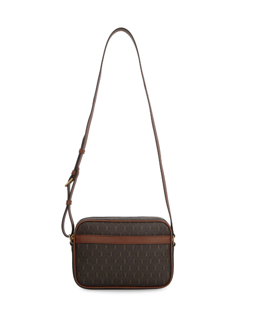Saint Laurent Monogram-print Messenger Bag In Brown