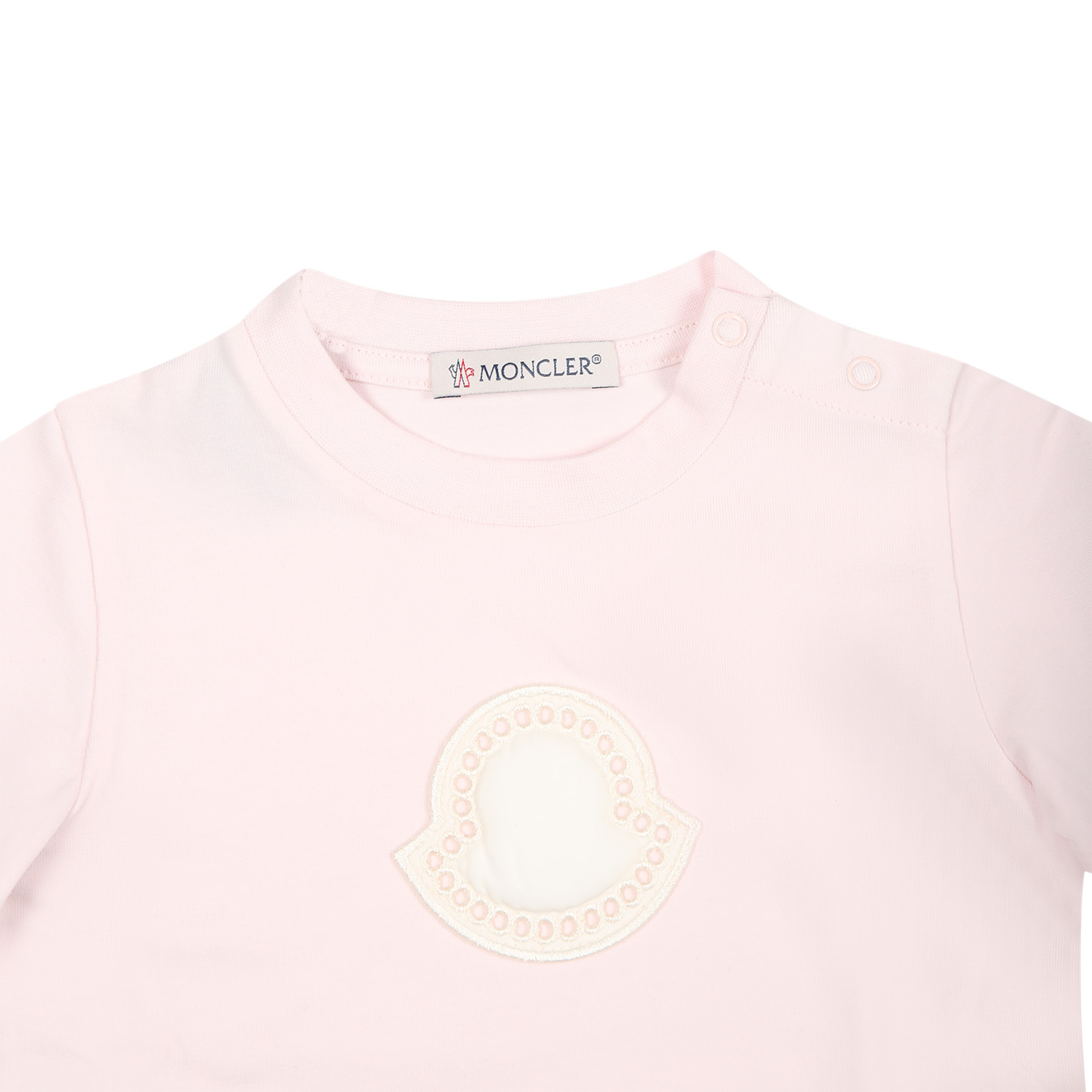 Moncler Enfant Logo Patch Crewneck T-shirt In Pink