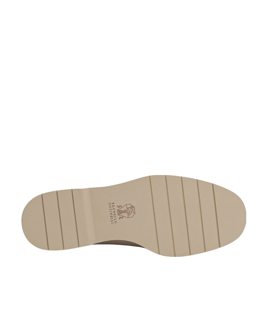 Brunello Cucinelli Penny Loafer In Suede With Monile In Nude