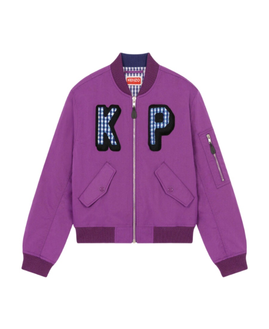 Kenzo Logo-patch Bomber Jacket In Purple