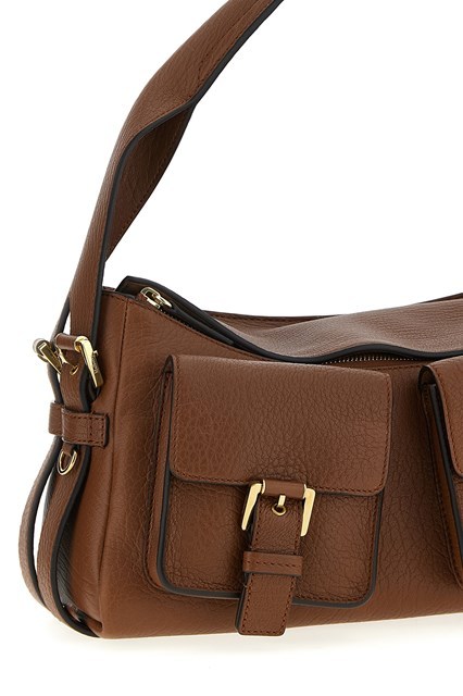 Mulberry Adjustable Strap Dual Front Pockets Textured Finish Shoulder Bag In Brown