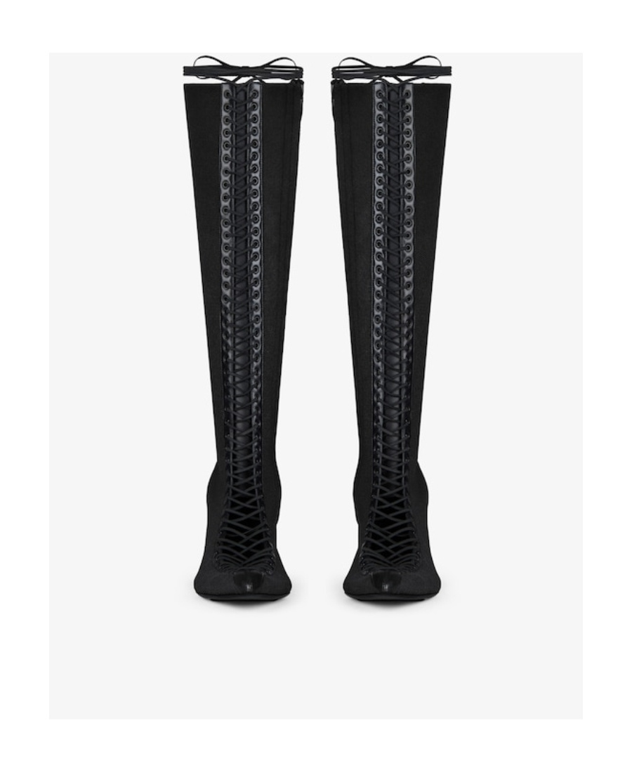 Givenchy Knee-high 70mm Lace-up Leather Boots In Black