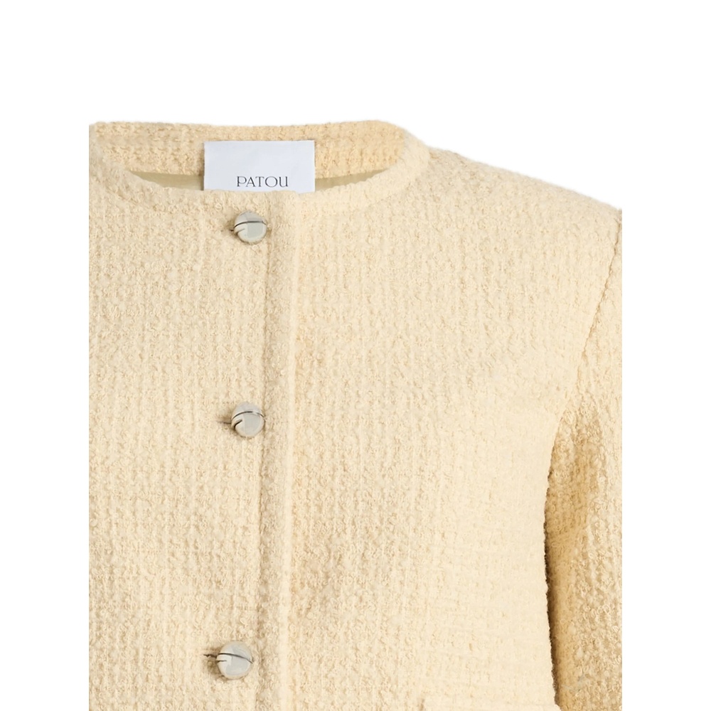 Patou Tweed Cropped Casual Jacket In Brown