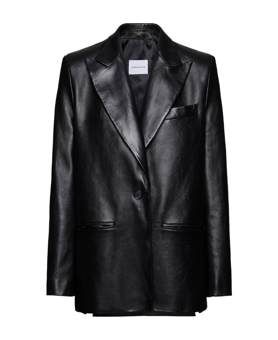 Magda Butrym Leather Blazer Jacket In Black