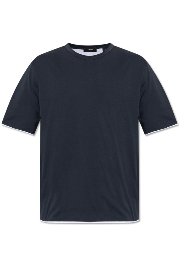 Theory Contrasting-trim T-shirt In Black