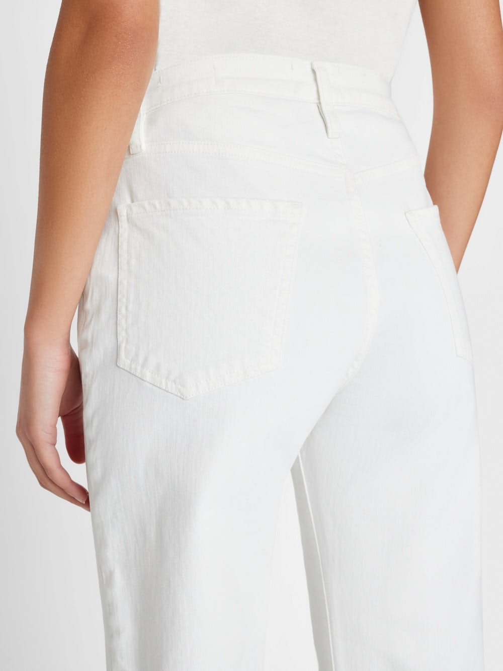 Frame High Waist Button Denim Trousers In White
