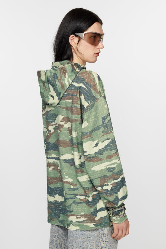 Acne Studios Abstract-print Hoodie In Green