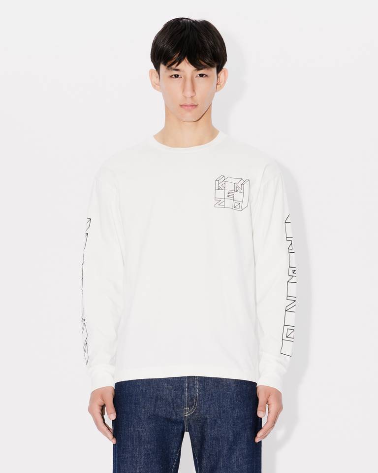 Kenzo Logo Printed Long-sleeve T-shirt In White