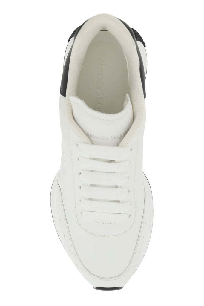 Alexander Mcqueen Sprint Runner Embossed Two-tone Leather Exaggerated-sole Sneakers In White