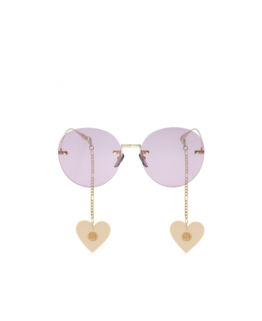 Gucci Logo-engraved Round-frame Sunglasses In Purple
