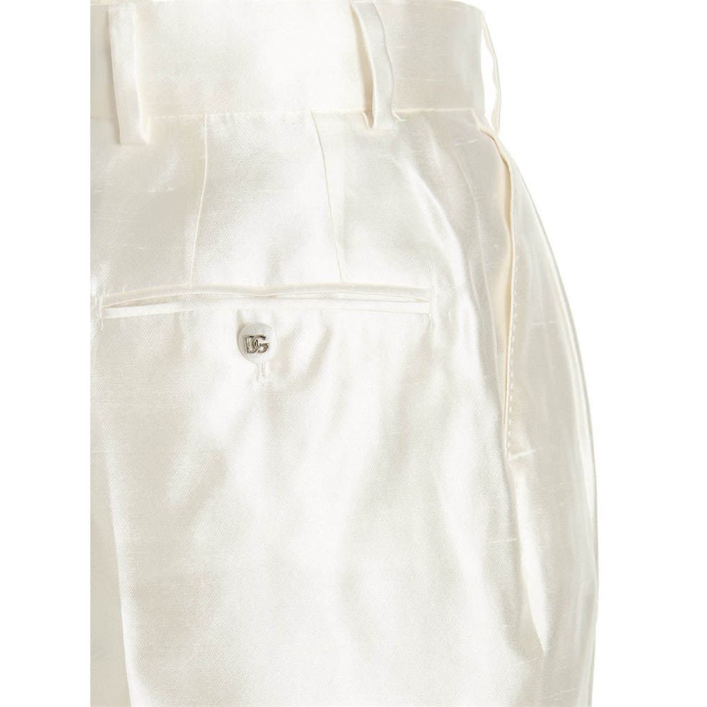 Dolce & Gabbana Silk Paperbag-waist Trousers In White