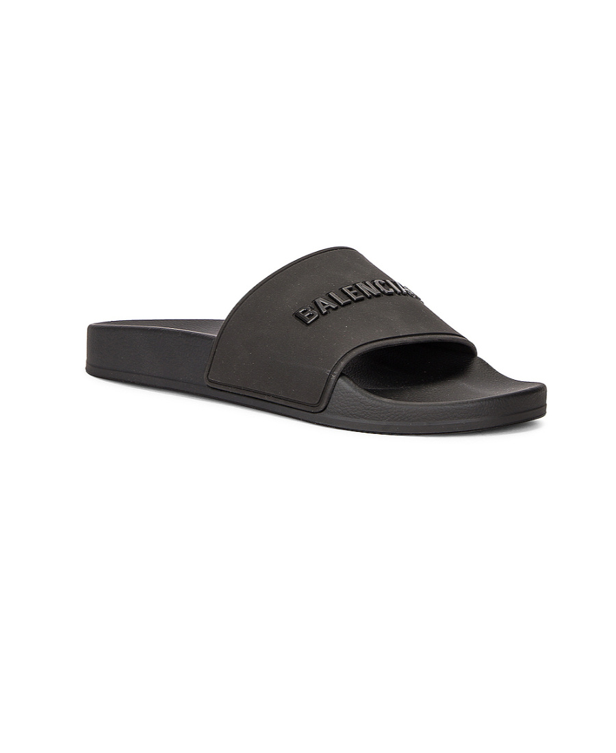 Balenciaga Logo Flip-flops In Black