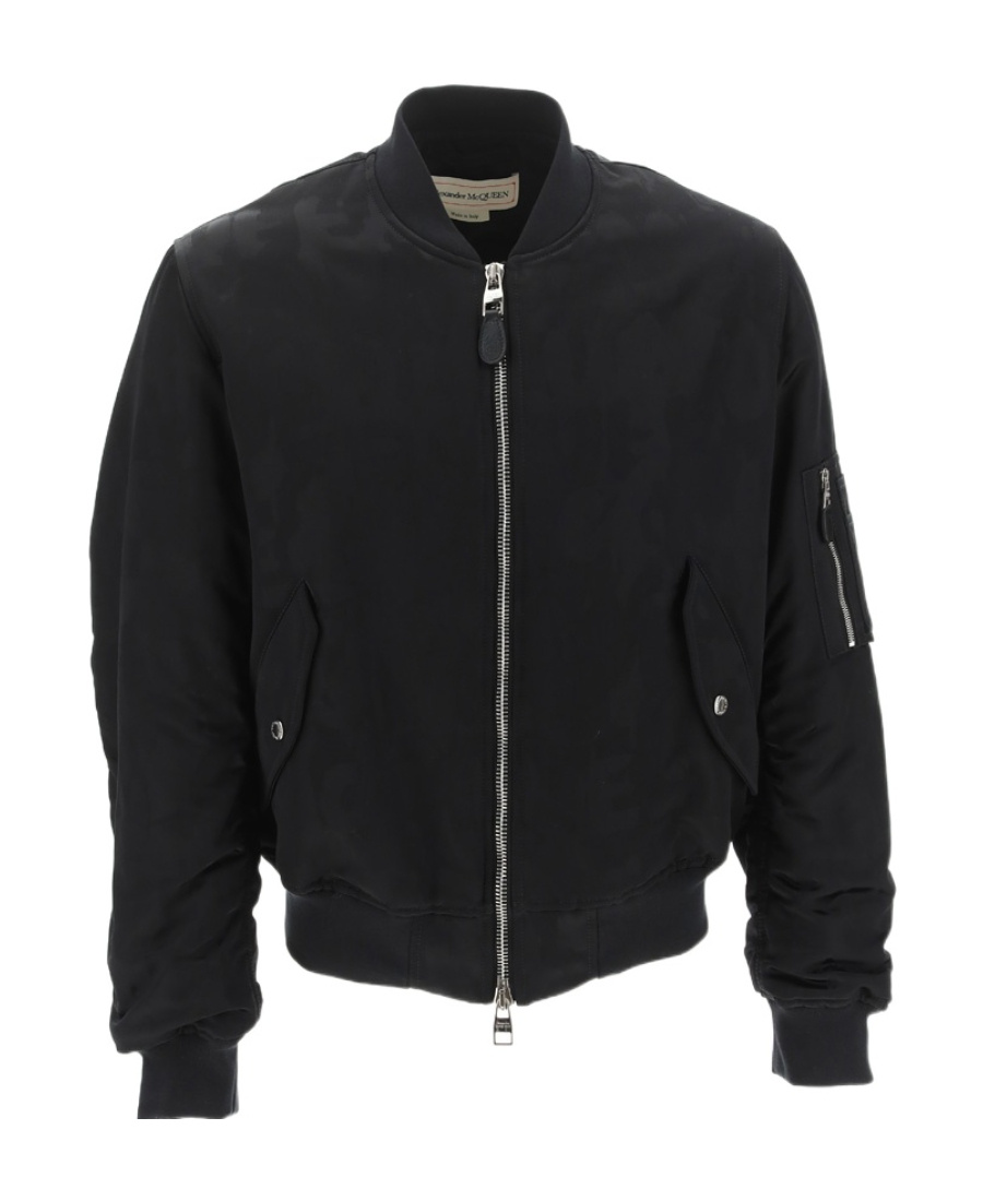 Alexander Mcqueen Logo-print Bomber Jacket In Black