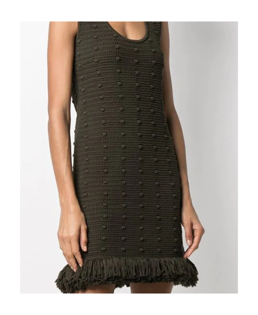 BOTTEGA VENETA KNITTED FRINGE-TRIM DRESS 