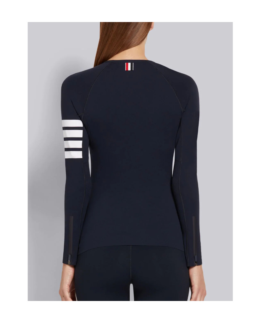 Thom Browne 4-bar Compression Long Sleeve Top In Black