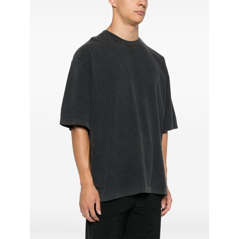 Axel Arigato Grey Crewneck T-shirt With Typo Embroidery In Black