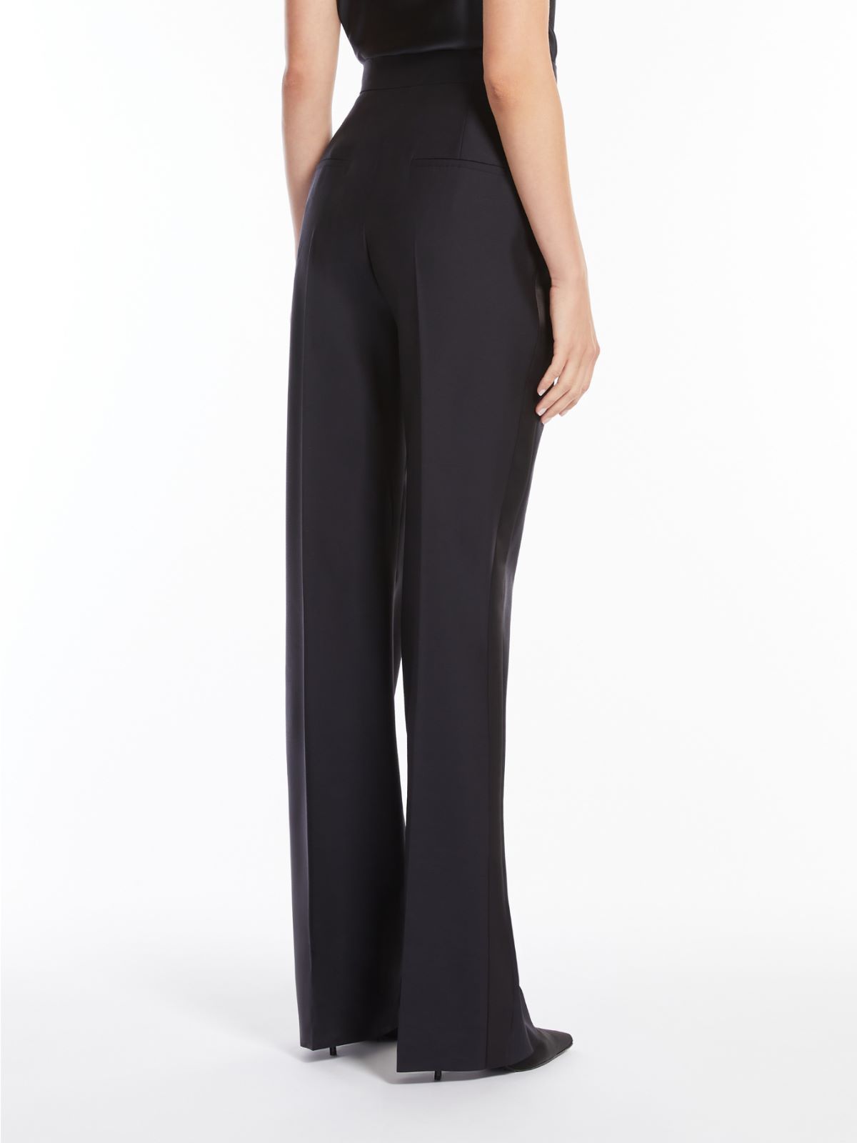 Max Mara Wool And Silk Slim Trousers In Black