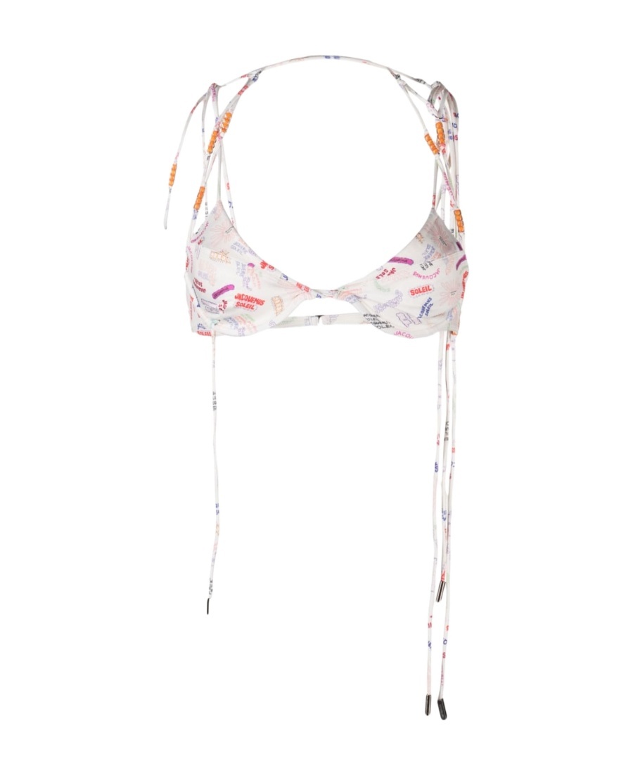 Jacquemus Barco Bead-embellished Bikini Top In White