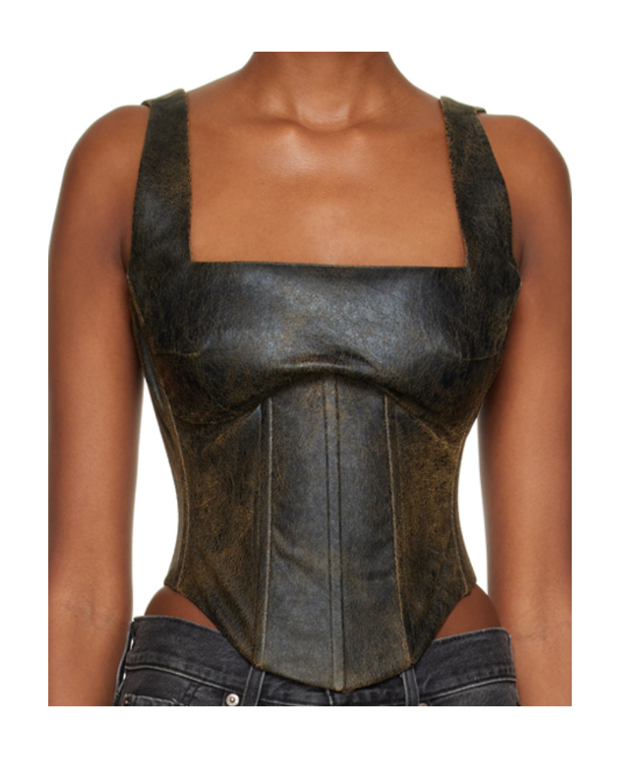 Misbhv Ssense Exclusive Brown Faux-leather Tank Top In Black