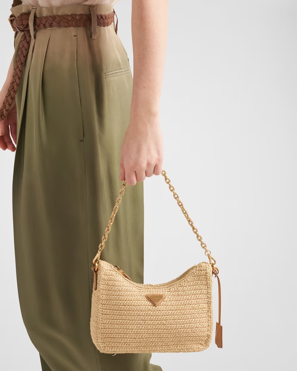 Prada Re-edition 2005 Crochet Bag In Neutral Color
