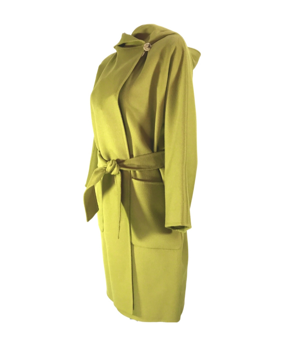 Max Mara Long-sleeved Lace-up Coat In Green