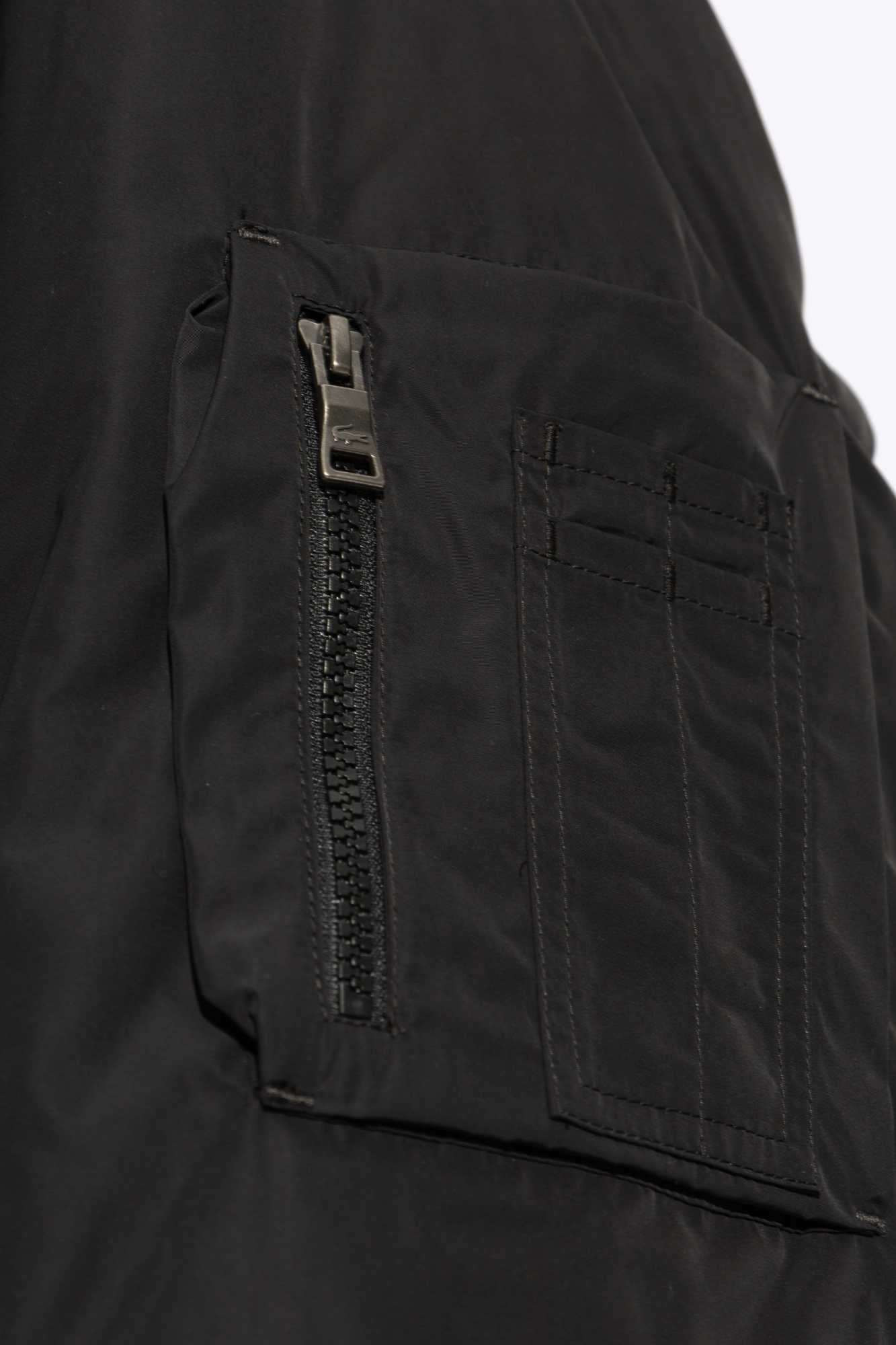 Lacoste Embroidered Bomber Jacket In Black