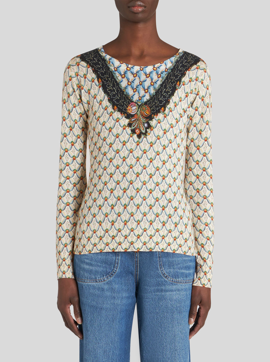 Etro Floral-print Knitted Top In Multicolor