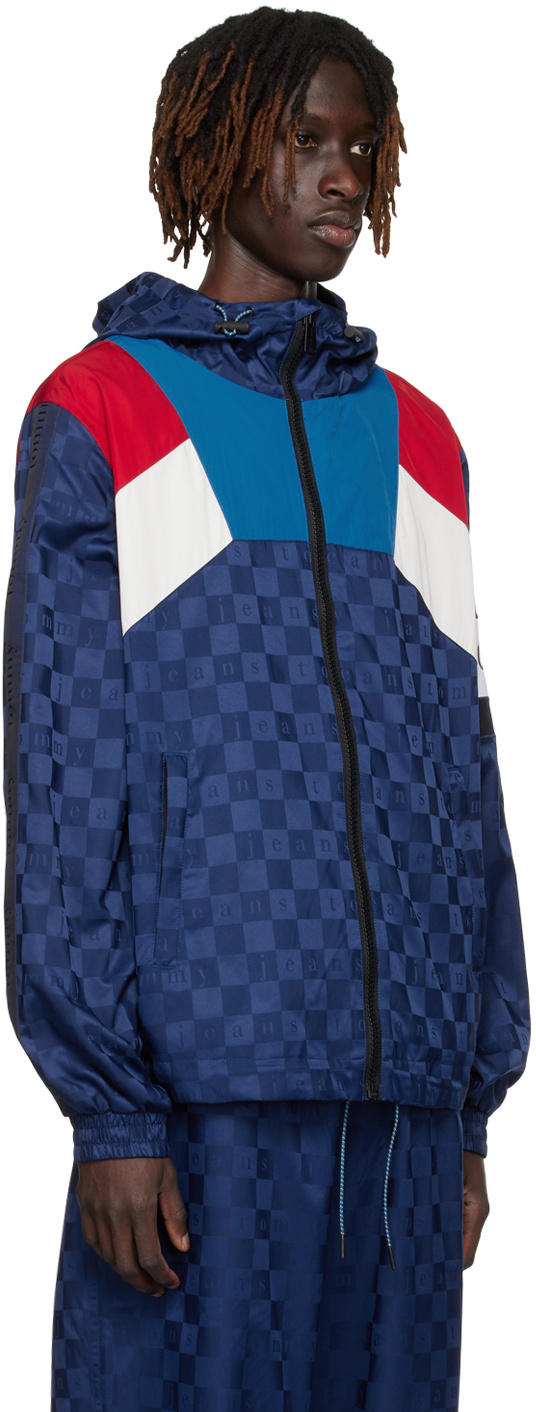 Shop Tommy Hilfiger Hooded Long-sleeved Casual Jacket In Blue