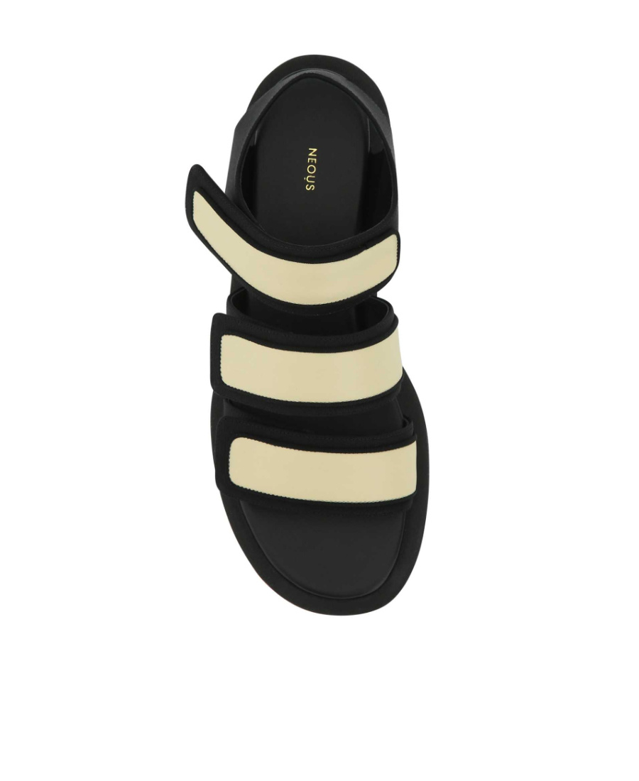 Neous Two-tone Fabric And Leather Octans Sandals In Black