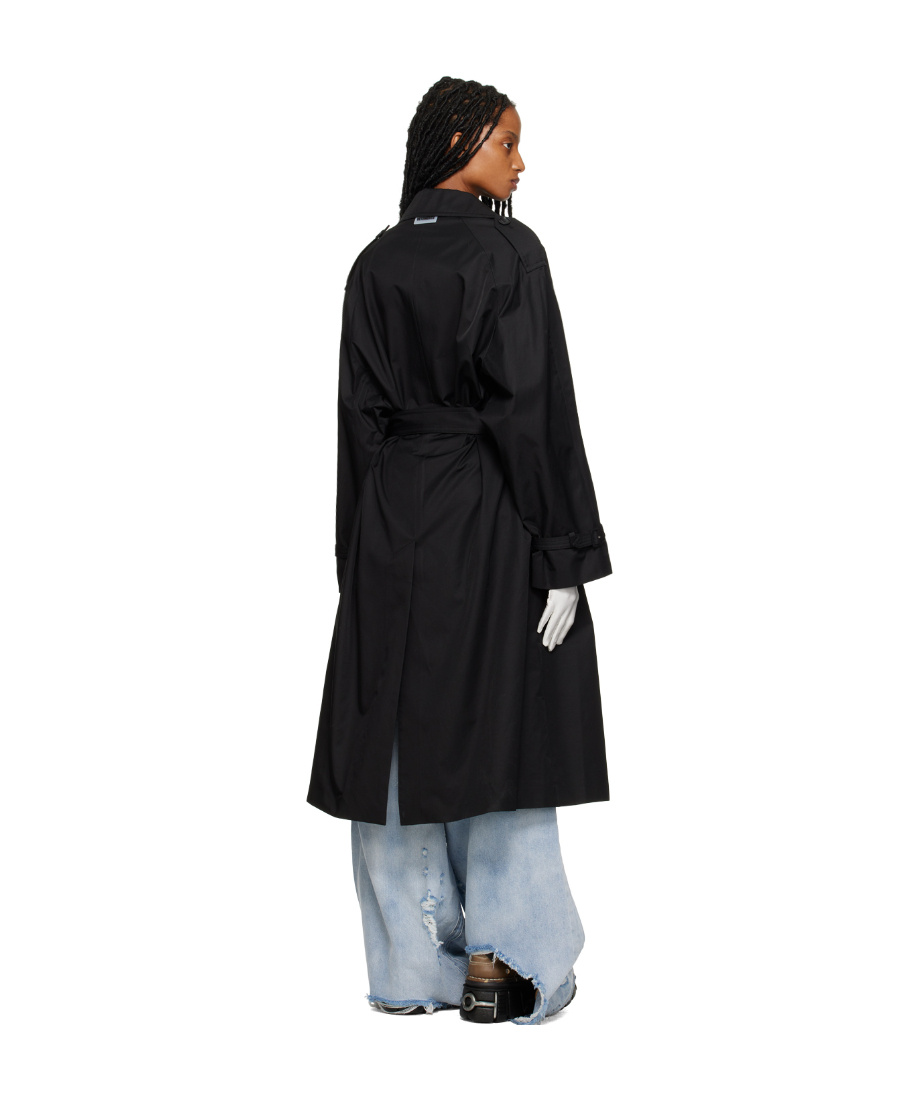 Vetements Black Double-breasted Trench Coat In Black