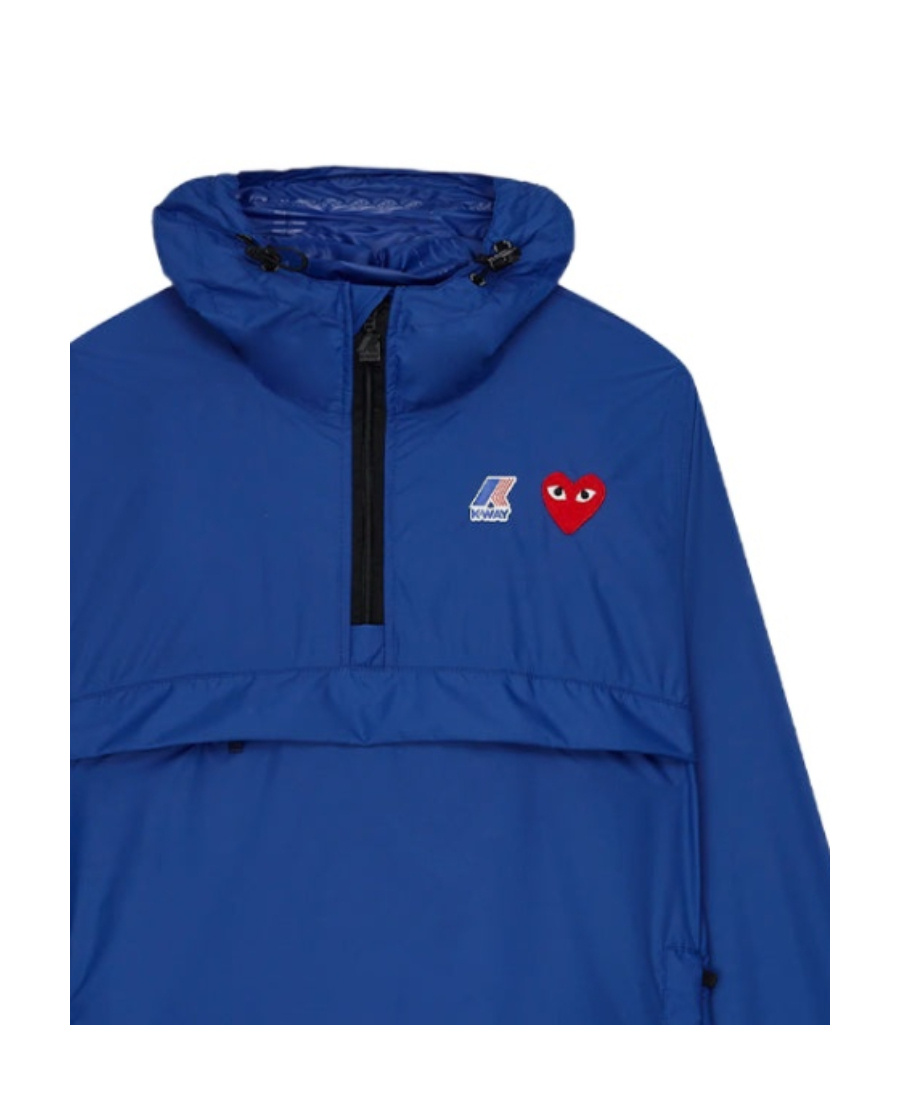 Comme Des Garçons Play X K-way Nylon Water-resistant Half-zip Jacket In Blue
