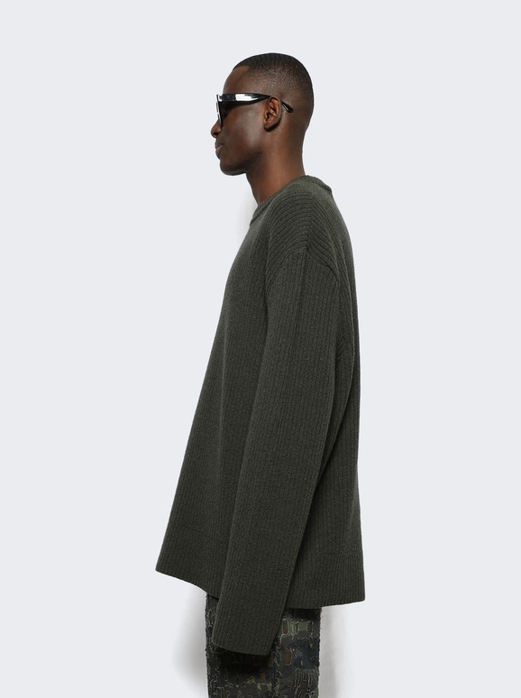 Givenchy Ribbed-knit Wool Crew-neck Jumper In Green