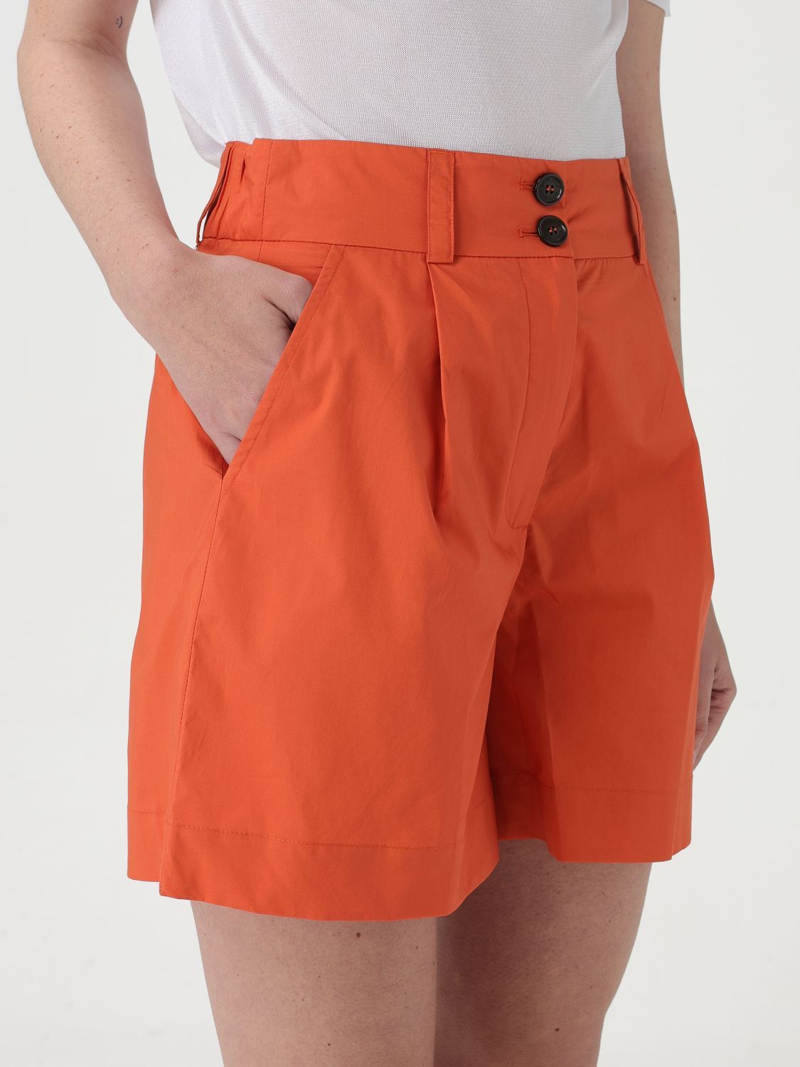 Woolrich Pleated High-waisted Shorts In Orange