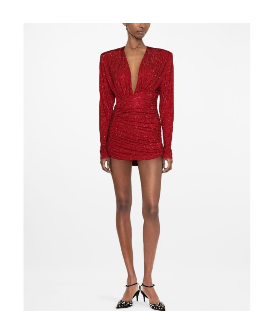 Alexandre Vauthier Crystal Trimmed Mini Dress In Red