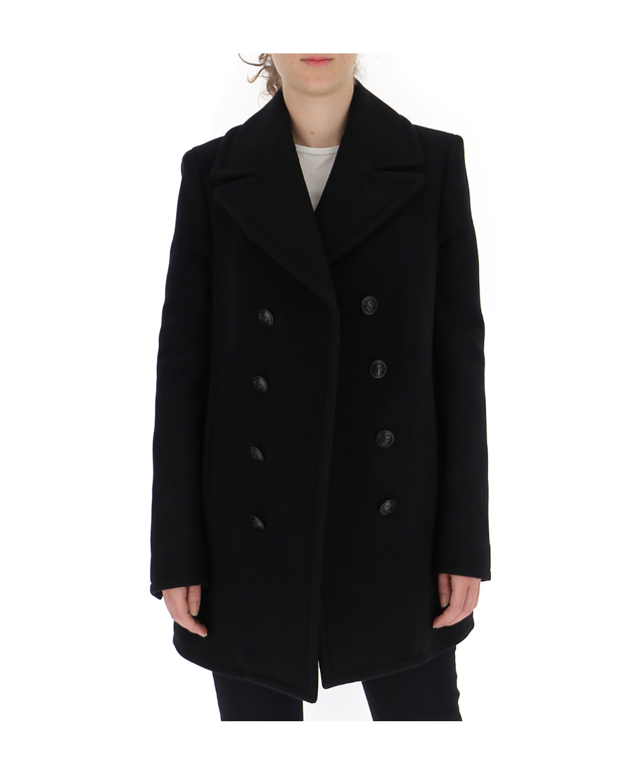Saint Laurent Double-breasted Oversized Coat In Black