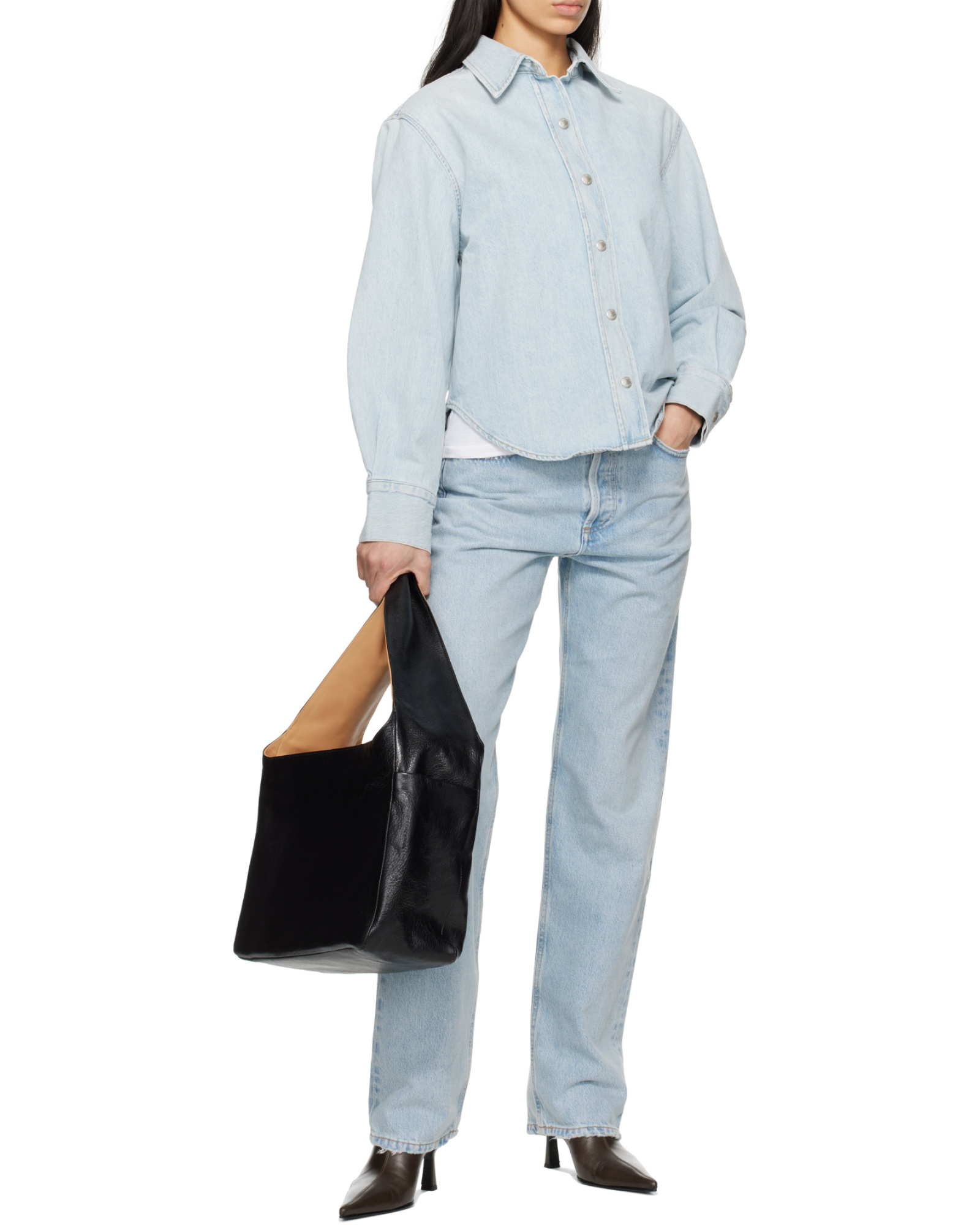 Agolde Kelly Distressed High-rise Straight-leg Jeans In Blue