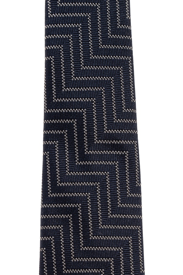 Giorgio Armani Geometric-pattern Silk Tie In Blue