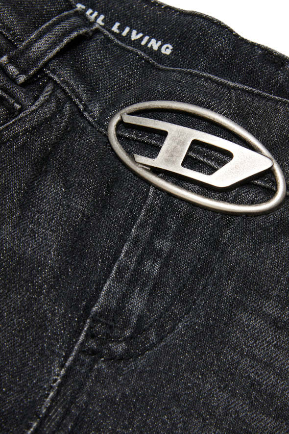Diesel D-ebbey Logo-plaque Bootcut Jeans In Black