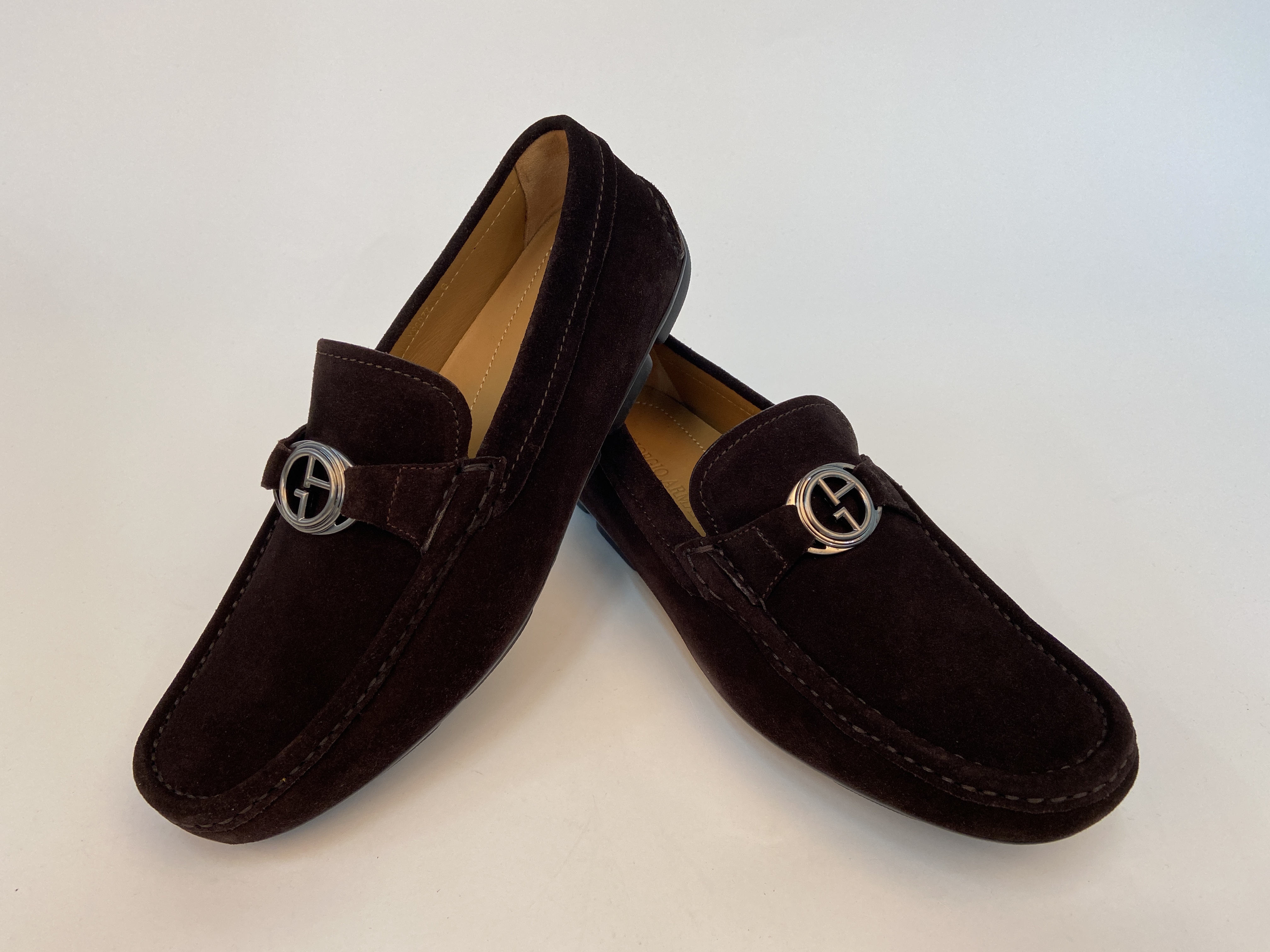 Giorgio Armani Logo Leisure Business Shoes In Black