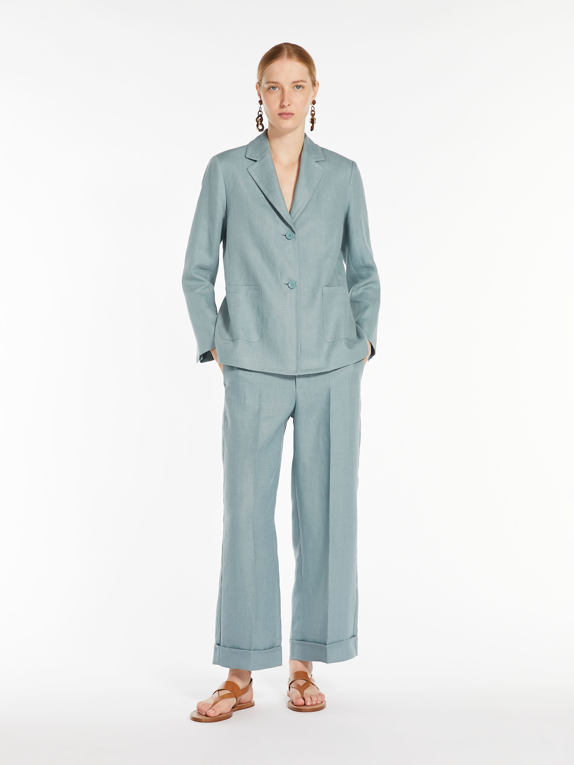 Max Mara Wide-leg Pleated Casual Pants In Gray